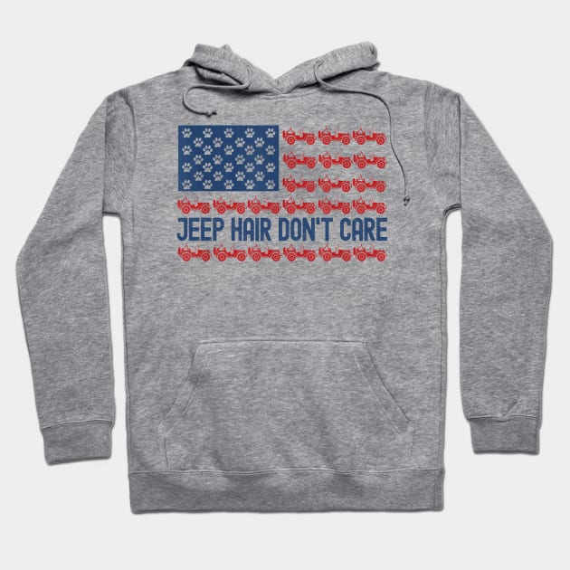 Jeep Hair Don't Care American Flag Jeep Dog Lover Hoodie by Oska Like